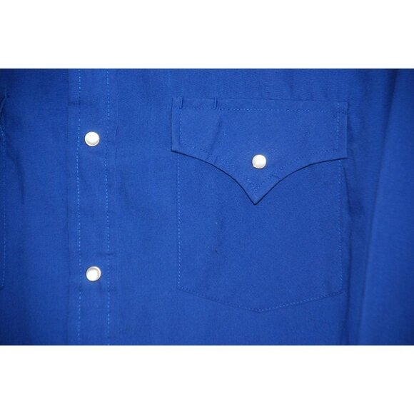Ely Cattleman Men's Blue & Silver Western Shirt SZ 15.5 32 Pearl Snap Button Up - Picture 4 of 7